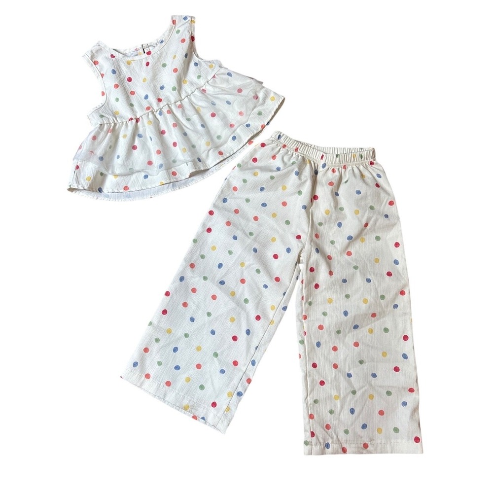 Foshan Wonderful Polka Dot Pant Set Girls White Multi Boho SIZE 2-3Y